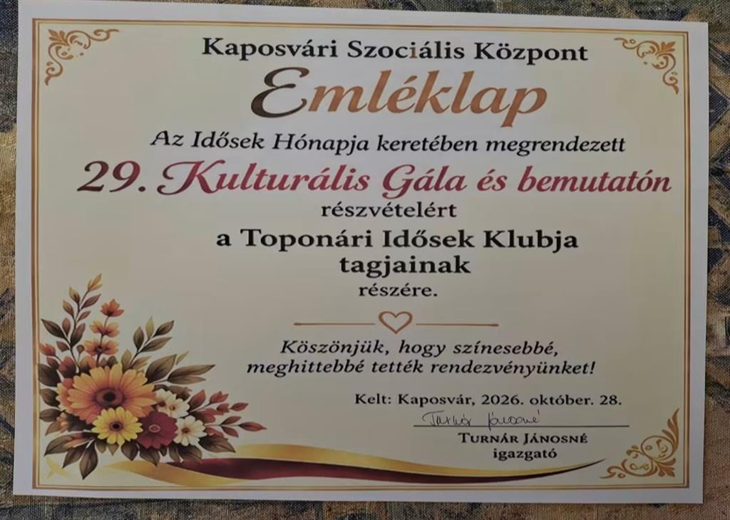 Ünnepélyes keretek között zárult az Idősek Hónapja
