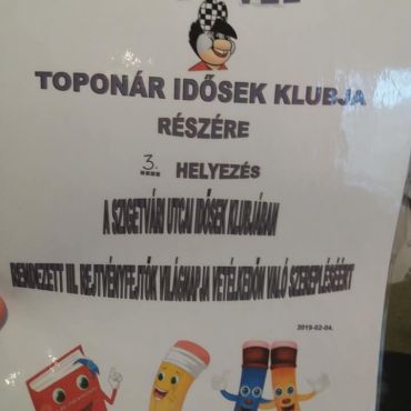 A 3. helyezettnek járó oklevél. A klubtagok a helyezésekért különböző elismerő oklevelet kapnak.