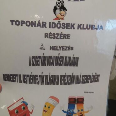 A 3. helyezettnek járó oklevél. A klubtagok a helyezésekért különböző elismerő oklevelet kapnak.